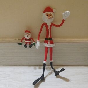 Vintage Pair of Santa Pen/Pencil Decor Christmas Bendies